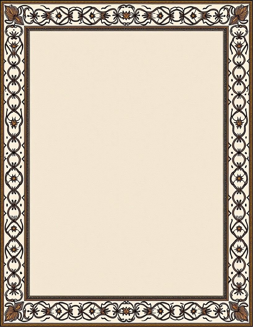 Elegant Ivory Brown Floral Border Rug