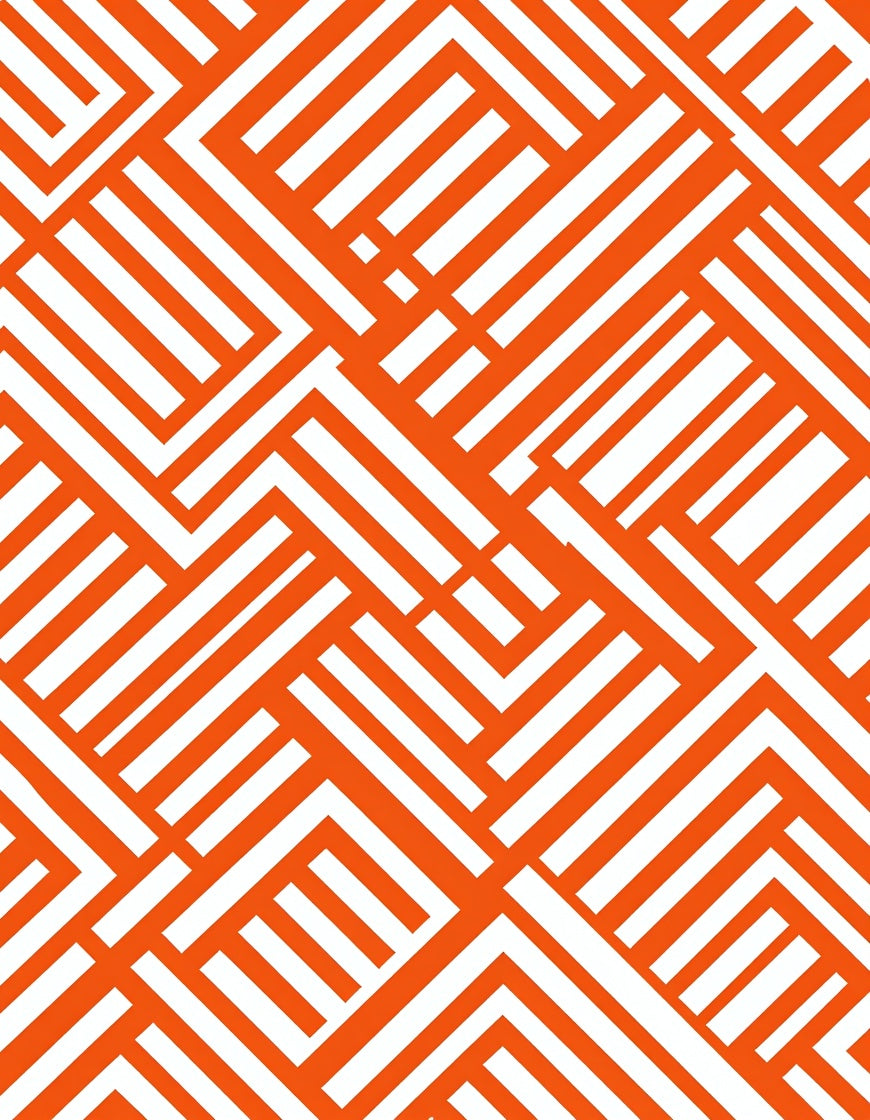 Orange White Intersecting Lines Rug