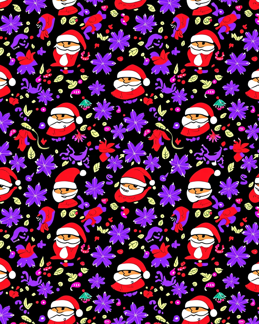 Jolly Santa Claus Purple Starburst Rug