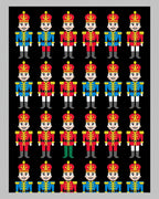 Red Blue Golden Guard Soldiers Rug
