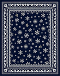 Navy White Snowflake Border Rug