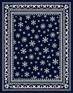 Navy White Snowflake Border Rug