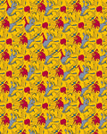 Abstract Red Gray Figures Yellow Background Rug