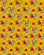 Abstract Red Gray Figures Yellow Background Rug