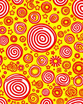 Bright Red Swirls Sunbursts Stars Yellow Rug