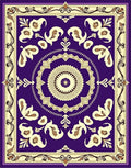 Purple Cream Floral Medallion Border Rug