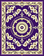 Purple Cream Floral Medallion Border Rug