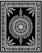 Classic Black White Medallion Floral Rug