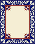 Classic Red Blue Floral Border Rug
