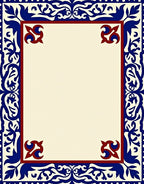 Classic Red Blue Floral Border Rug