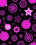Bright Pink Festive Ornaments Black Rug
