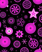 Bright Pink Festive Ornaments Black Rug