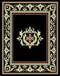 Black Cream Red Ornate Scroll Garden Rug