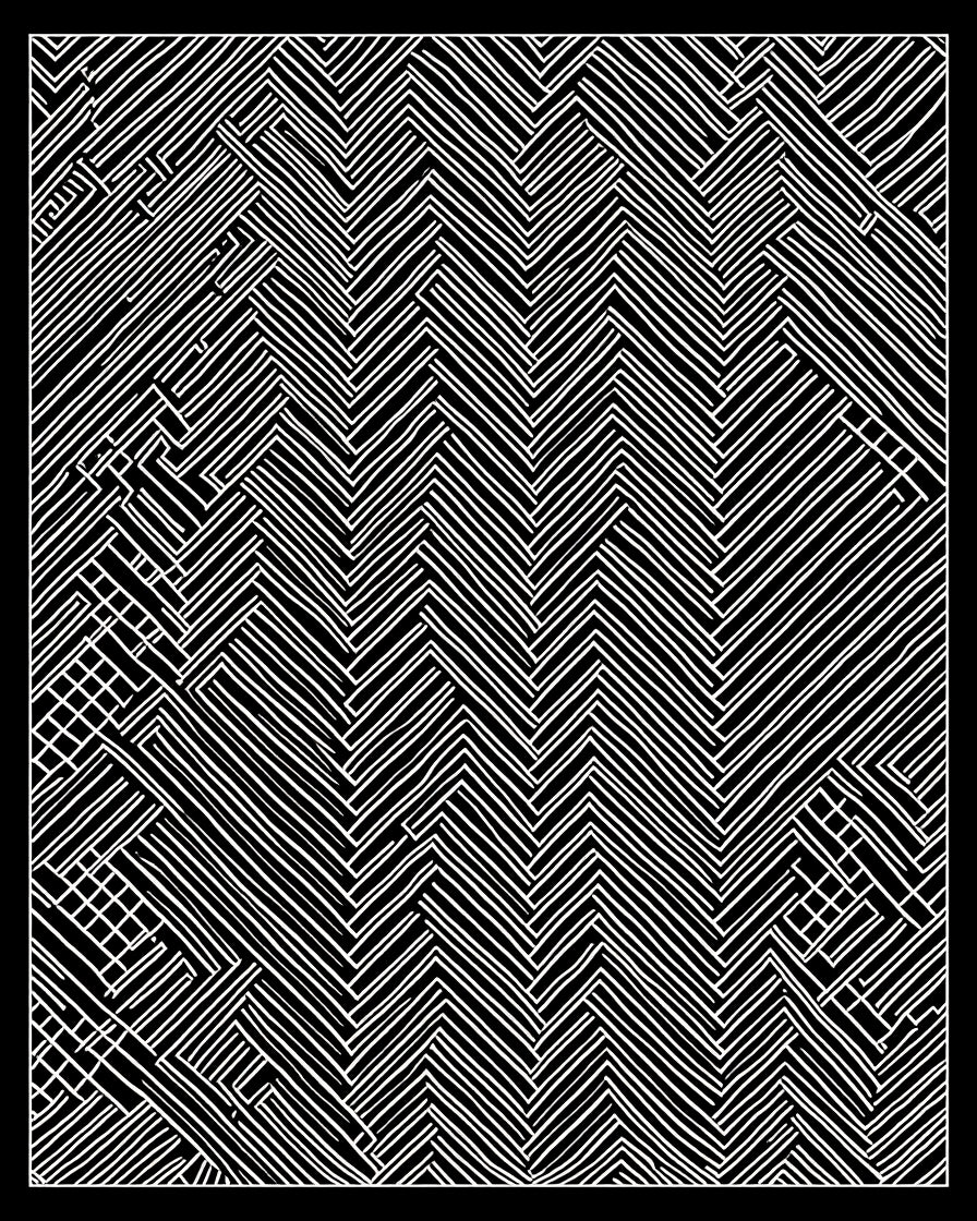 Modern Black White Chevron Line Rug