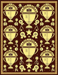 Victorious Gold Trophy Emblem Deep Red Rug