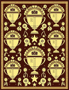 Victorious Gold Trophy Emblem Deep Red Rug