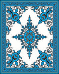 Azure Floral Medallion Border Rug