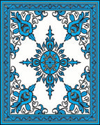 Azure Floral Medallion Border Rug