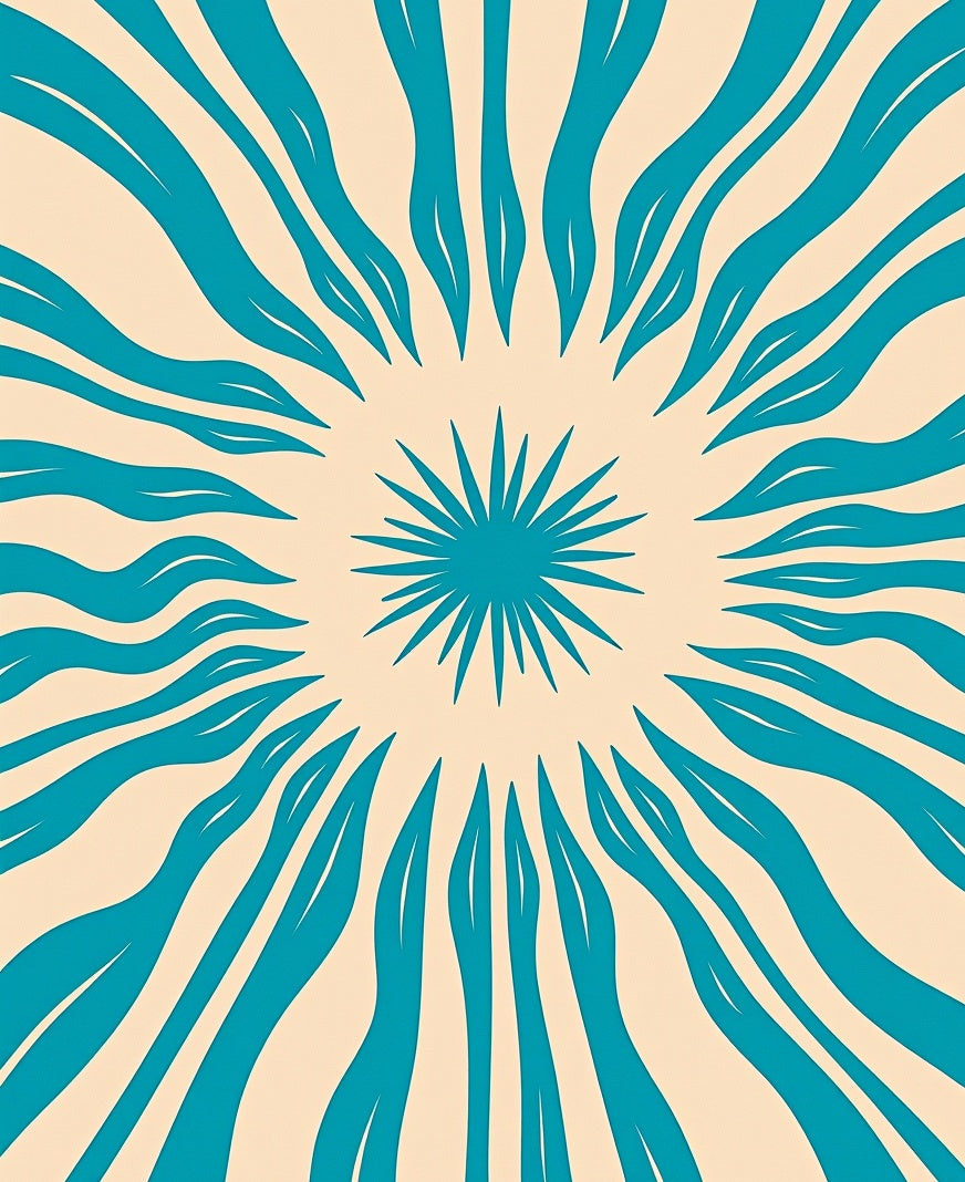 Teal Burst Sunburst Rays Rug