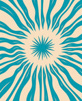 Teal Burst Sunburst Rays Rug