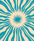 Teal Burst Sunburst Rays Rug
