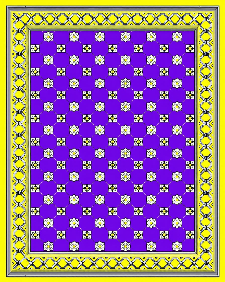 Vibrant Purple Floral Chain Border Rug