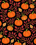 Autumn Orange Pumpkin Leafy Branch Rug