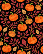 Autumn Orange Pumpkin Leafy Branch Rug
