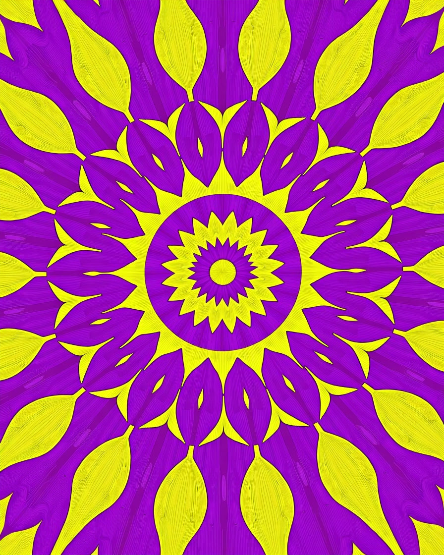 Vibrant Purple Yellow Starburst Rug