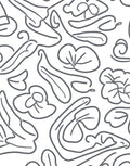 Simple Gray Line Art Floral Rug
