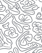 Simple Gray Line Art Floral Rug