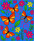 Vibrant Orange Butterfly Flower Garden Rug