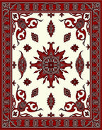 Rich Crimson Garden Foliage Accents Rug