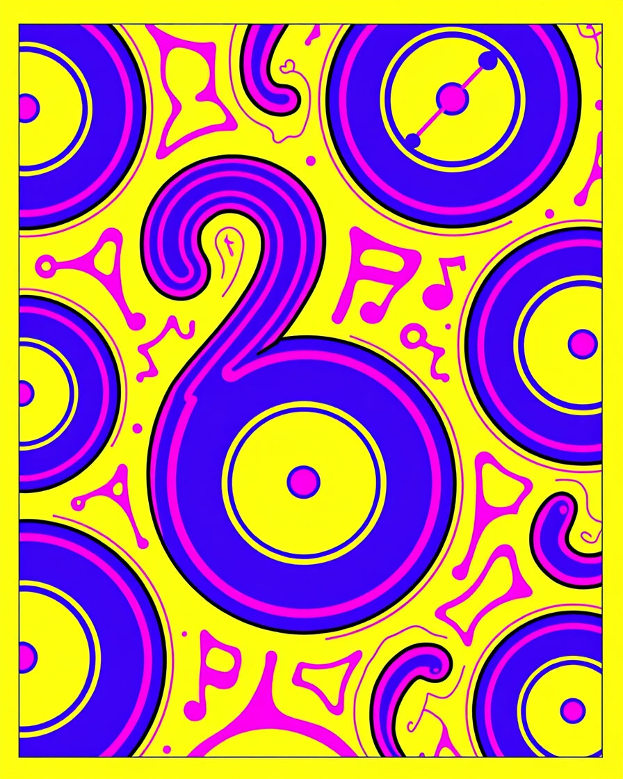 Retro Pink Blue Yellow Vinyl Record Rug