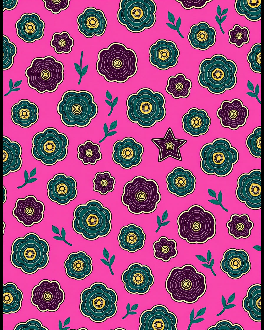 Pink Floral Garden Star Rug
