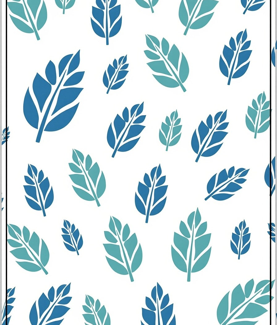 Aqua Blue Leafy Repeating Pattern Rug