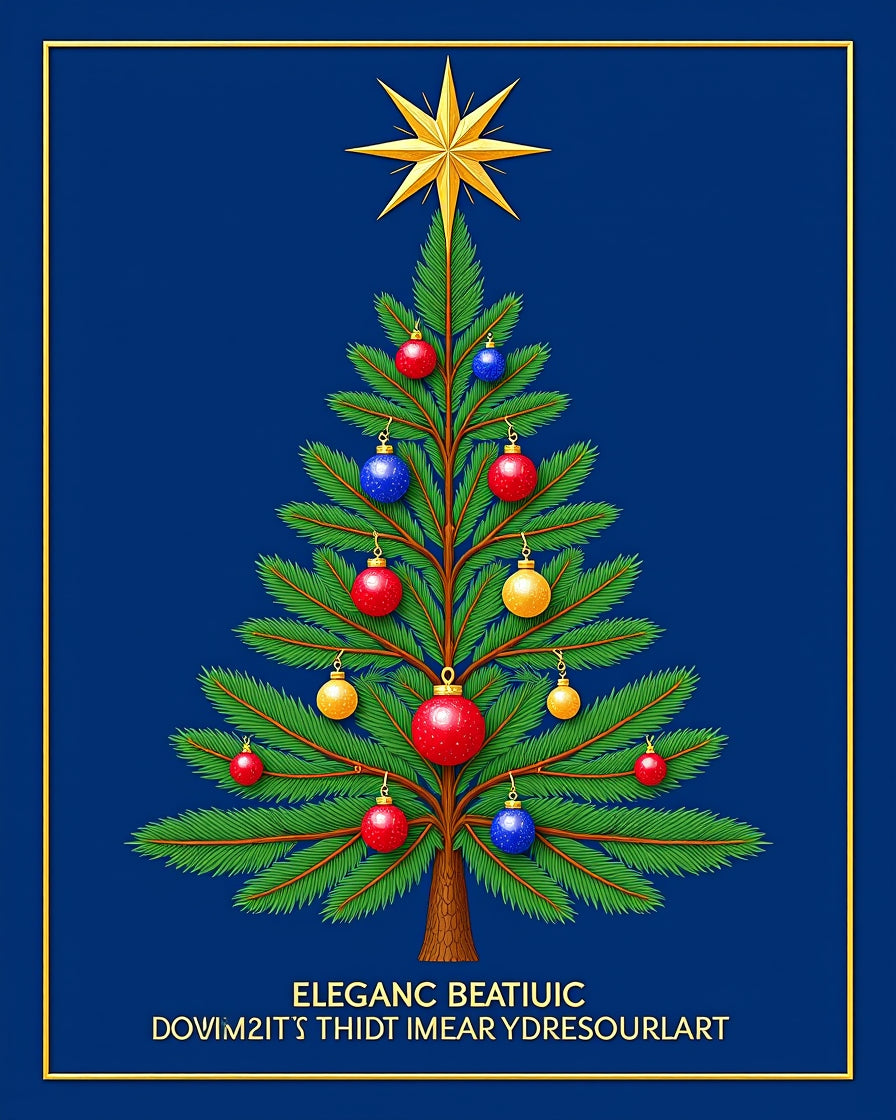 Festive Evergreen Star Ornaments Rug