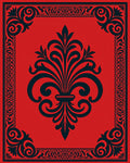 Monochromatic Red Fleur-de-lis Border Rug
