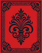 Monochromatic Red Fleur-de-lis Border Rug