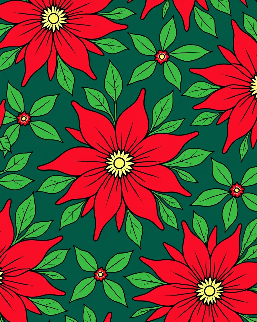 Bold Red Poinsettia Floral Garden Rug