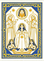 Sacred Figures Blue Gold Border Rug