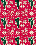 Crimson Snowflakes and Figures Rug