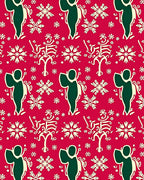 Crimson Snowflakes and Figures Rug