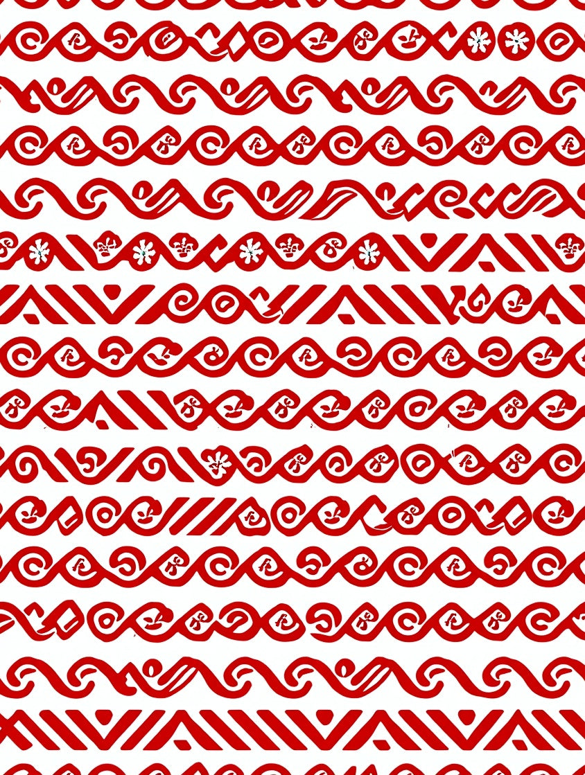 Red Tribal Wave Stripe Arrangement Rug