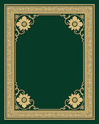 Ornate Emerald Gold Floral Border Rug
