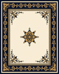 Elegant Ivory Black Golden Floral Medallion Rug