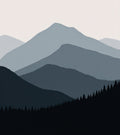 Misty Blue Mountain Forest Landscape Rug