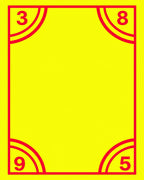 Vibrant Yellow Red Numbered Corners Rug
