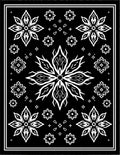 Black White Floral Starburst Medallion Rug