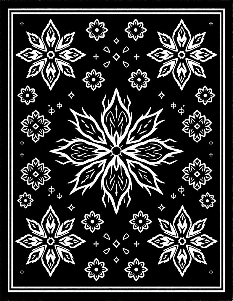 Black White Floral Starburst Medallion Rug